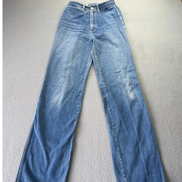 Vintage 70s Organically Grown Jeans Arpeja Wide Leg Medium Wash Long Length - 25 - Picture 3 of 10